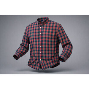 Vintage Ralph Lauren Shirt 17.5 34/35 Red Tartan Plaid Made in Hong Kong